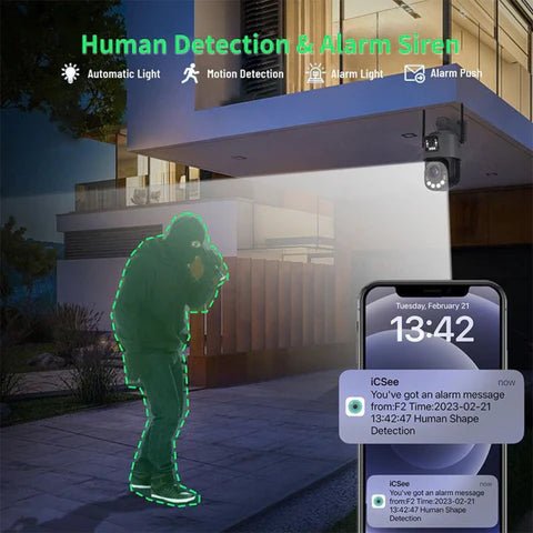 Camera de supraveghere 4G Cartela SIM 6K, 100X, 2 lentile, Control din aplicatie, Detectie umana, Rezistenta la apa IP66 - Taggo.ro