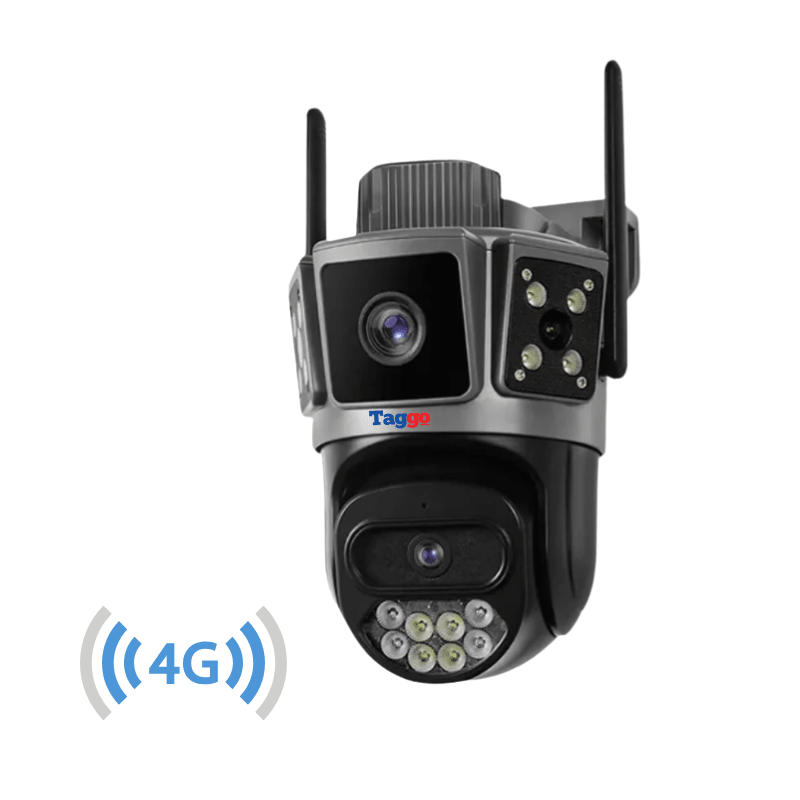 Camera de supraveghere 4G Cartela SIM 6K, 10MP, 3 ecrane, Urmarire automata, Control din aplicatie, Rezistenta la apa , Full Color - Taggo.ro
