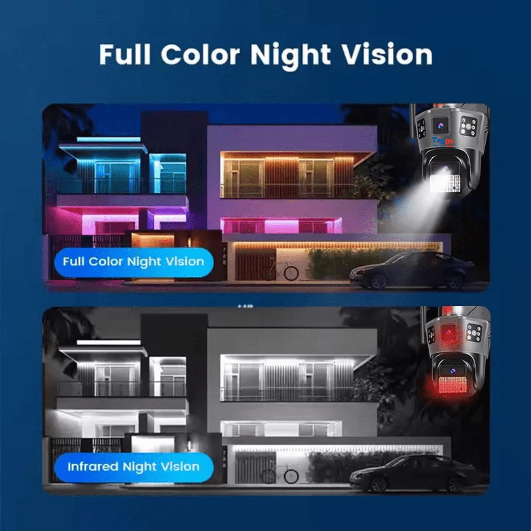 Camera de supraveghere 4G Cartela SIM 6K, 2 lentile, Control din aplicatie, Urmarire automata, Rezistenta la apa IP66 - Taggo.ro