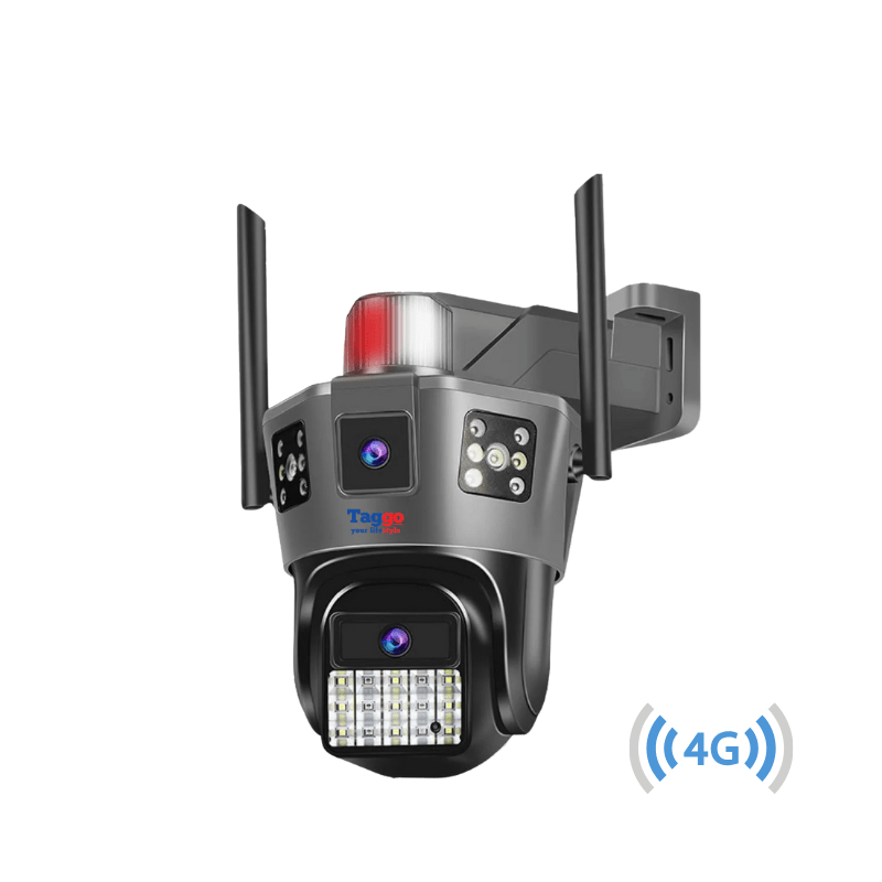 Camera de supraveghere 4G Cartela SIM 6K, 2 lentile, Control din aplicatie, Urmarire automata, Rezistenta la apa IP66 - Taggo.ro