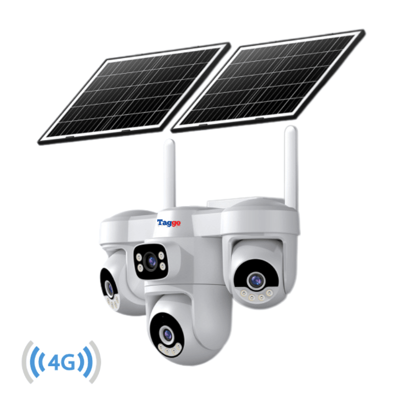 Camera de supraveghere 4G cu dublu panou solar, 12MP, 4 lentile, functie AOV, comunicare bidirectionala, detectie umana AI - Taggo.ro