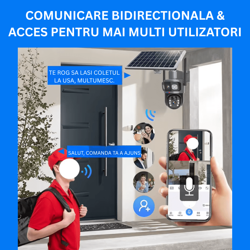 Camera de Supraveghere 4G, Rezolutie 8MP, Incarcare Solara, Urmarire Automata, Rezistenta la Apa IP66 - Taggo.ro