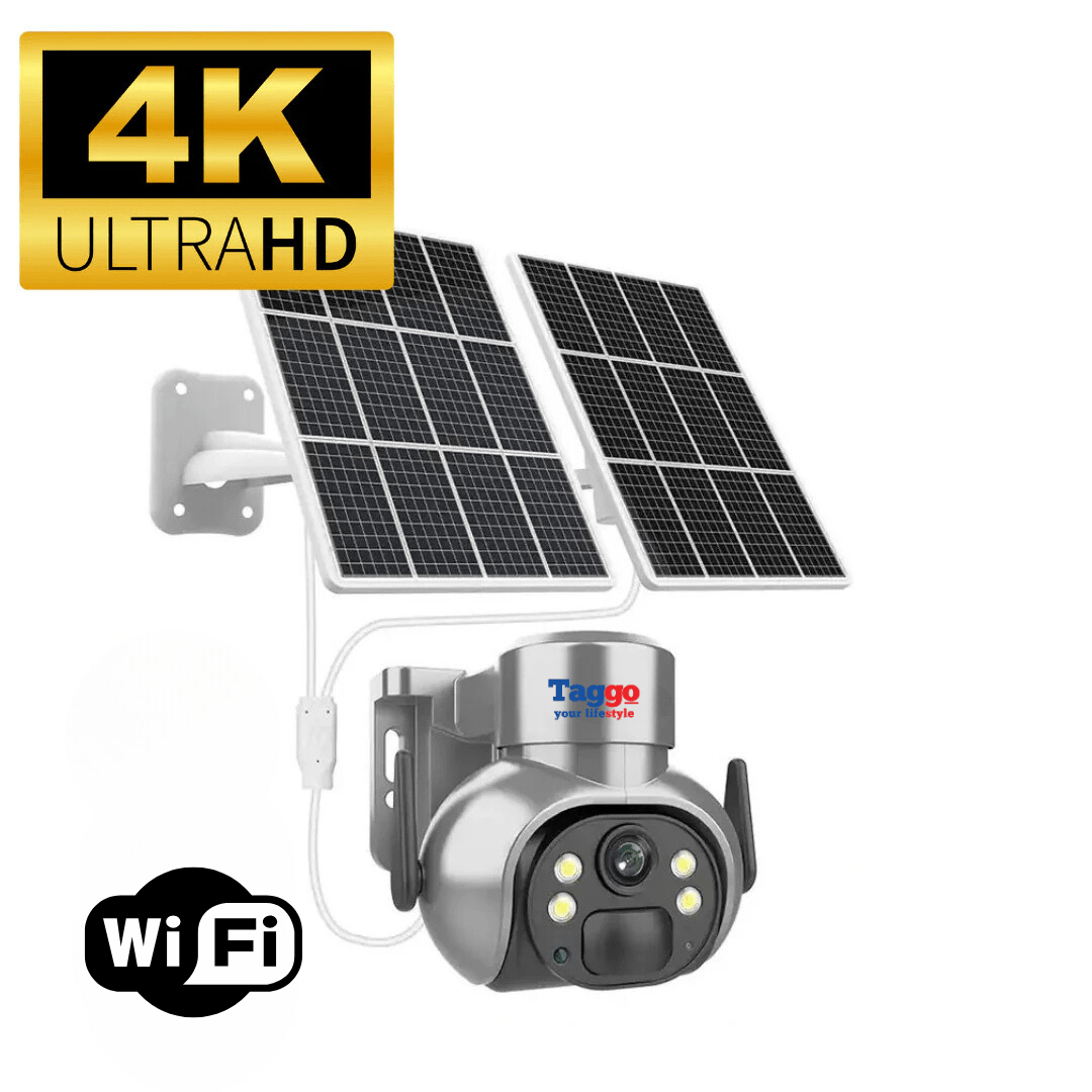 Camera de Supraveghere 8mp 4K cu Incarcare Solara WIFI, Panou 20W, Rain Charging, Rotire Din Aplicatie, Rezistenta La Apa IP 66 - Taggo.ro