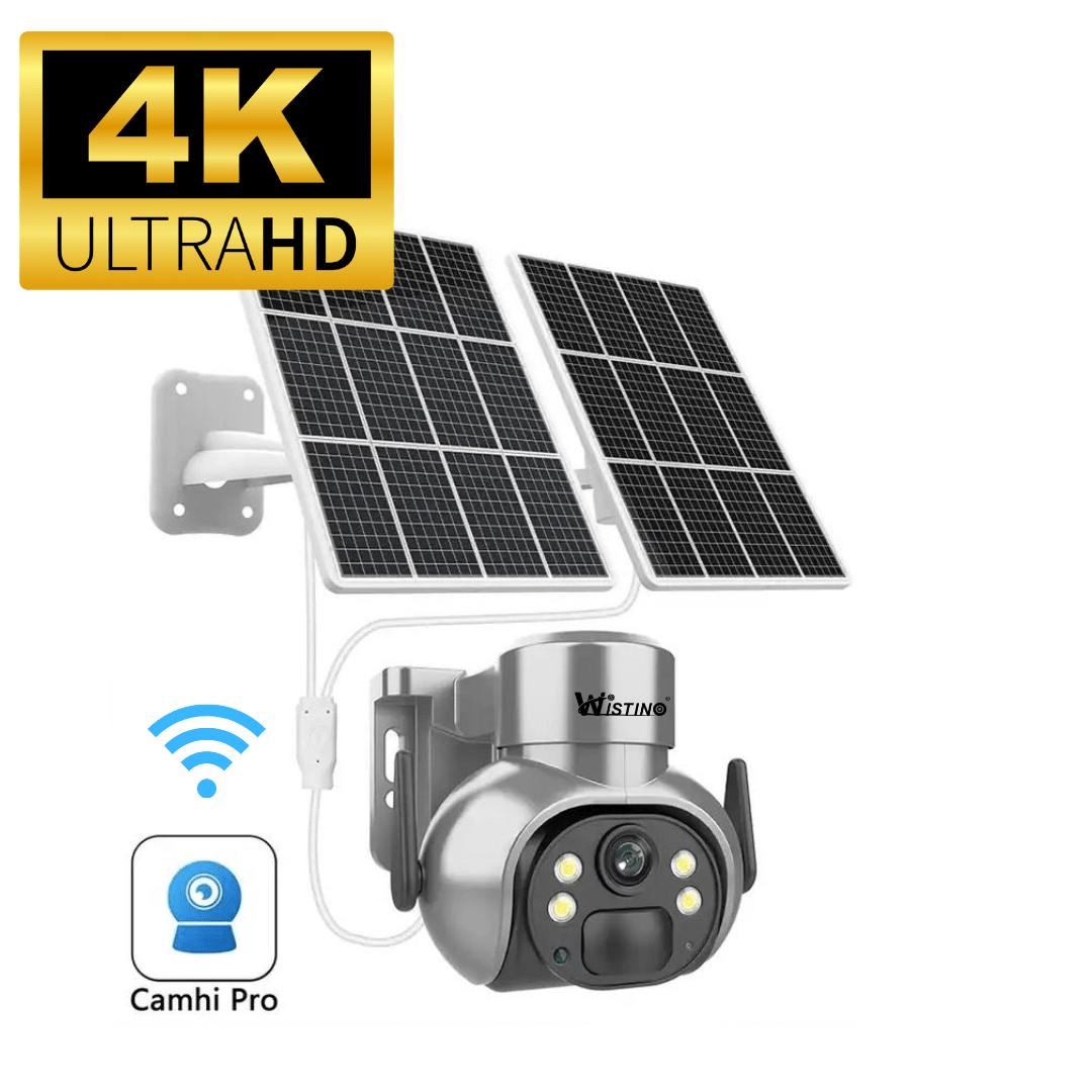 Camera de Supraveghere 8mp 4K cu Incarcare Solara WIFI, Panou 20W, Rain Charging, Rotire Din Aplicatie, Rezistenta La Apa IP 66 - Taggo.ro