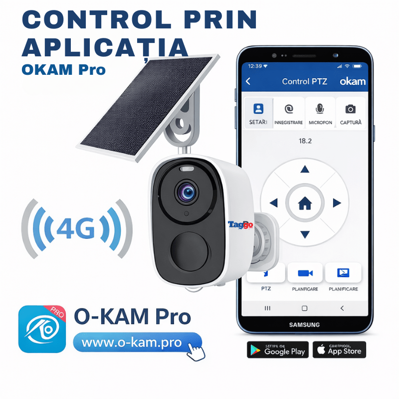 Camera de Supraveghere cu Panou Solar, Fixa, 3MP, Conexiune 4G, Control din Aplicatie, Senzor IR, Protectie IP66 - Taggo.ro