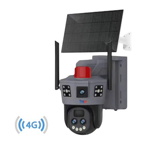 Camera de Supraveghere Solara 4G 12MP cu Trei Lentile, Zoom 10X, Rezistenta La Apa IP 66