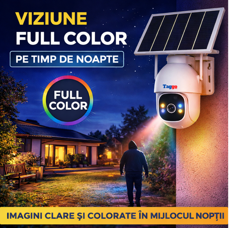 Camera de Supraveghere Solara Exterior 4G Cartela SIM 3 MP, 12X zoom, Full HD, Panou Solar 10W Rezistenta La Apa IP 66 - Taggo.ro