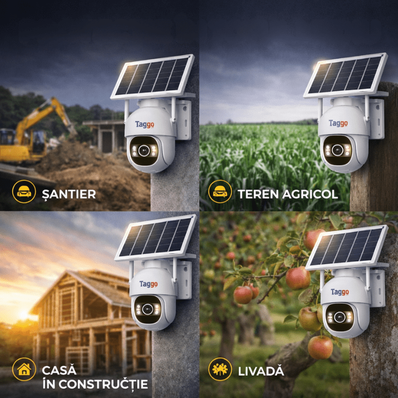 Camera de Supraveghere Solara Exterior 4G Cartela SIM 3 MP, 12X zoom, Full HD, Panou Solar 10W Rezistenta La Apa IP 66 - Taggo.ro