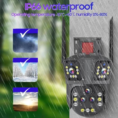 Camera de supraveghere WIFI 10K, 20MP, Zoom 20X, 5 lentile, Control din aplicatie, Comunicare bidirectionala, Urmarire automata - Taggo.ro