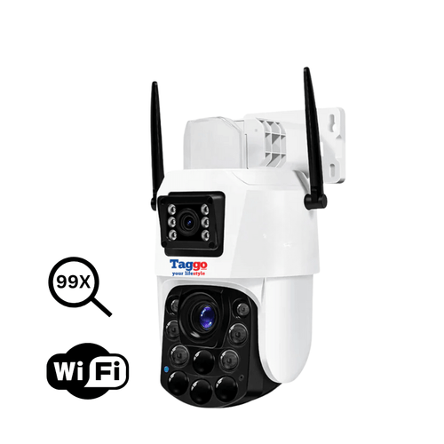 Camera de supraveghere WIFI 4K, 100X, 2 lentile, Control din aplicatie, Detectie umana, Rezistenta la apa IP66