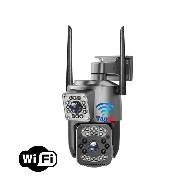 Camera de supraveghere WIFI 4K, 8MP, 2 lentile, Urmarire automata, Control din aplicatie, Rezistenta la apa IP66 - Taggo.ro