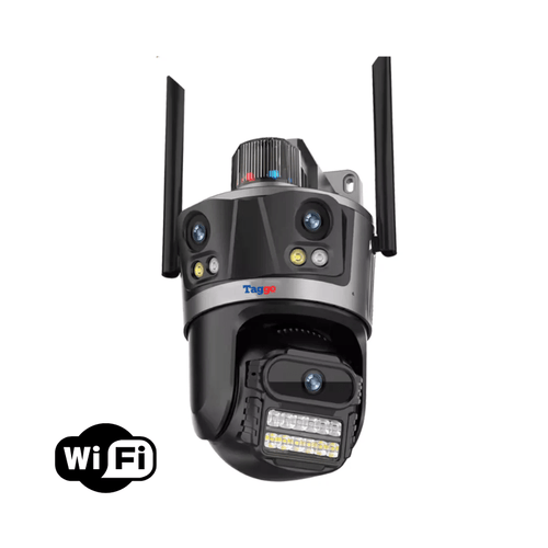 Camera de supraveghere WIFI 4K 8MP, 3 lentile, Control din aplicatie, Rezistenta la apa, Alarma