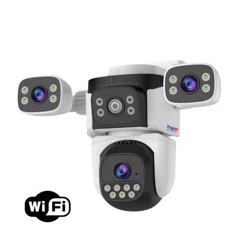 Camera de supraveghere WIFI 4K, 9MP, 3 lentile, Control din aplicatie, Comunicare bidirectionala, Urmarire automata, IP66