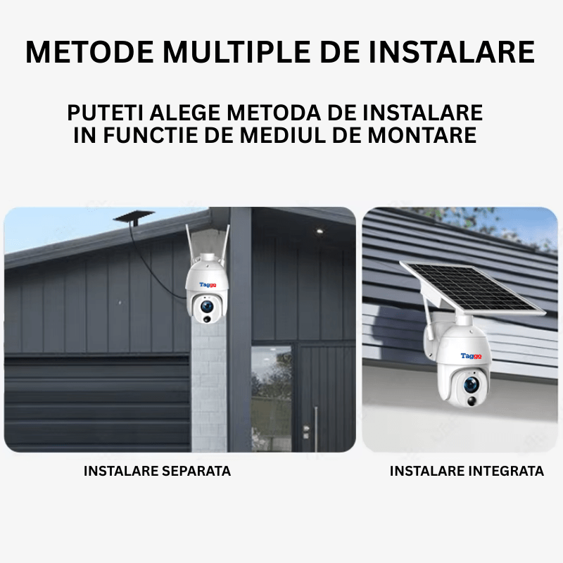 Camera de Supraveghere WiFi, cu Panou Solar, 8MP, ZOOM OPTIC 20X, Structura Metalica si Protectie IP66, Comunicare Bidirectionala, Notificari Instante la Detectie Umana - Taggo.ro