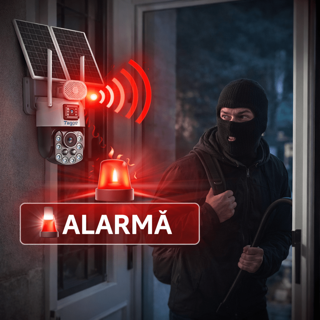 Camera de Supravghere cu Dublu Panou Solar, Rezolutie 4k, Zoom 99X, Conexiune 4G, Inregistrare Continua AVO, Comunicare Bidirectionala, Control din Aplicatie, Vizualizare Nocturna Ful Colo si IR, Protectie IP66 - Taggo.ro