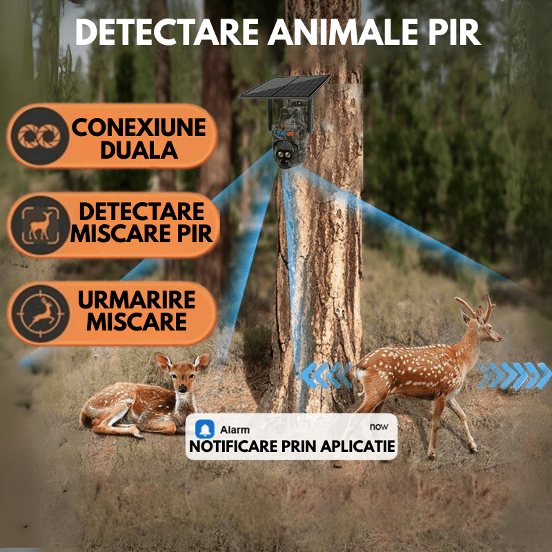 Camera de Vanatoare Camouflage, Conexiune 4G, Rezolutie 6MP, ZOOM Optic 12X, IP 66, Audio Bidirectional, Control din Aplicatie - Taggo.ro