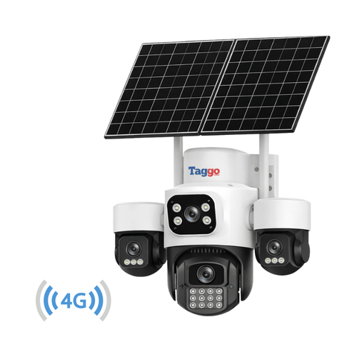 Camera Solara Cu 4 Lentile, 4G / eSIM, 16MP Vedere Nocturna Color, Detectie Miscare, Inregistrare AOV