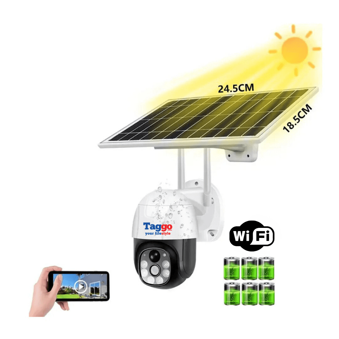 Camera Solara de Supraveghere WiFi, 5MP, Zoom 10X, Full HD, Panou Solar 9W cu Acumulatori 12000mAh, IP66, Alba - Taggo.ro