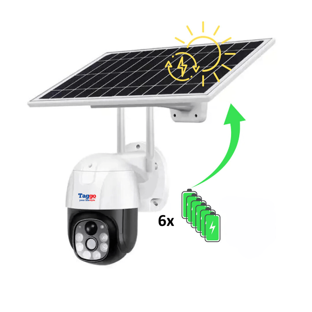 Camera Solara de Supraveghere WiFi, 5MP, Zoom 10X, Full HD, Panou Solar 9W cu Acumulatori 12000mAh, IP66, Alba - Taggo.ro