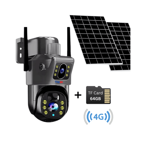 Camera Supraveghere 4G 4K Ultra HD, Dual Camera, Incarcare Solara Panou 20W, Rotire Din Aplicatie, Rezistenta La Apa IP 66, Card 64GB