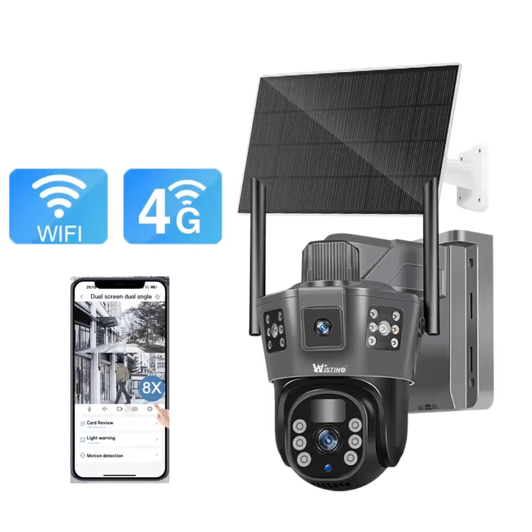 Camera Supraveghere 4G 6K Ultra HD, Dual Camera 12MP, Incarcare Solara, Rotire Din Aplicatie, Rezistenta La Apa IP 66 - Taggo.ro