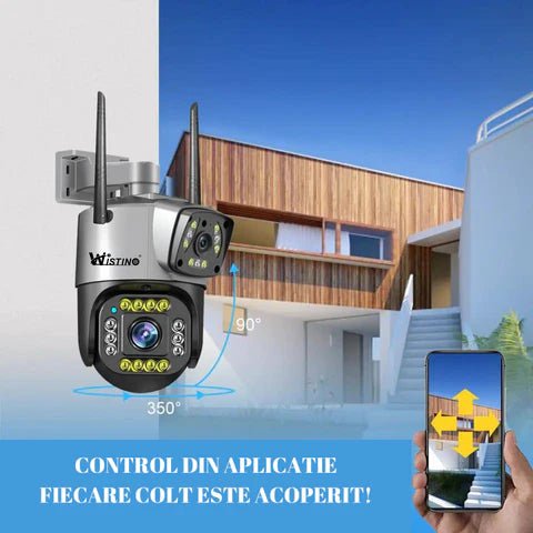 Camera supraveghere 4G Cartela SIM 4K, 8MP, Control din aplicatie, 2 lentile, Urmarire automata, Rezistenta la apa IP66 - Taggo.ro