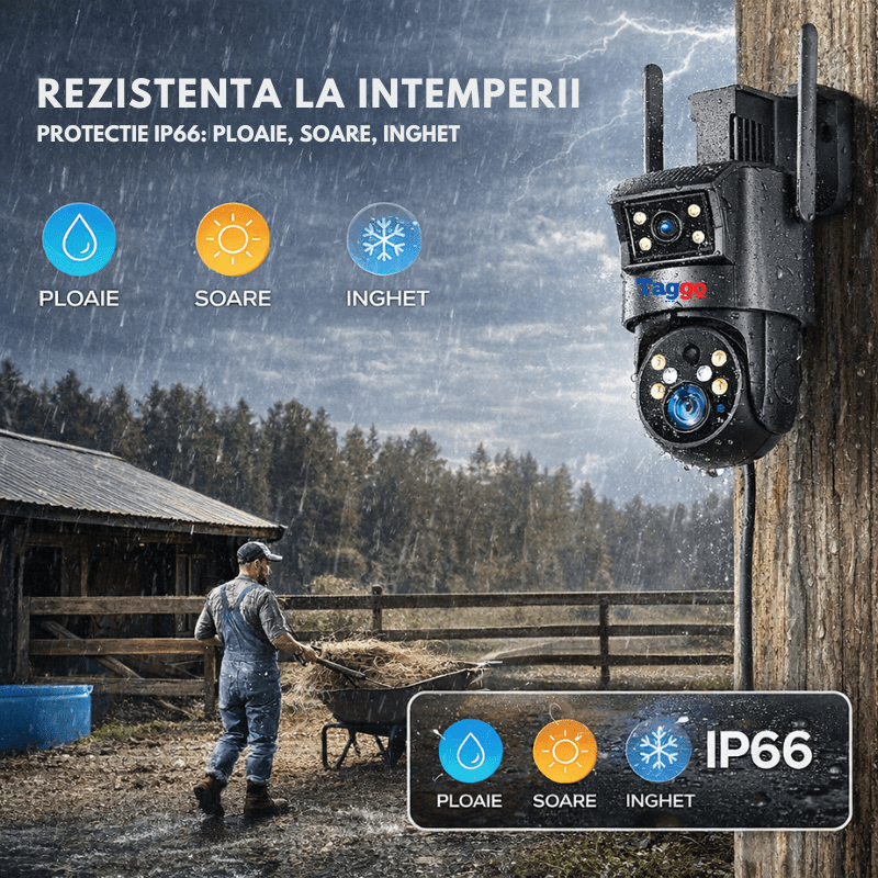 Camera Supraveghere 4G Rezolutie 4K Ultra HD 50X Zoom Optic, 10W, Dual Camera, Incarcare Solara, Rotire Din Aplicatie, Rezistenta La Apa IP 66 - Taggo.ro