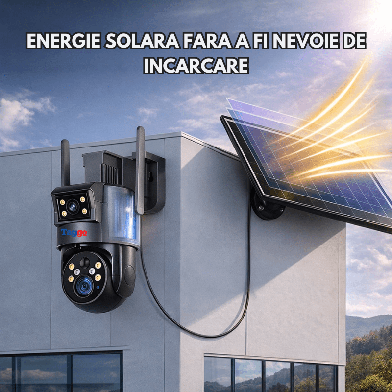 Camera Supraveghere 4G Rezolutie 4K Ultra HD 50X Zoom Optic, 10W, Dual Camera, Incarcare Solara, Rotire Din Aplicatie, Rezistenta La Apa IP 66 - Taggo.ro
