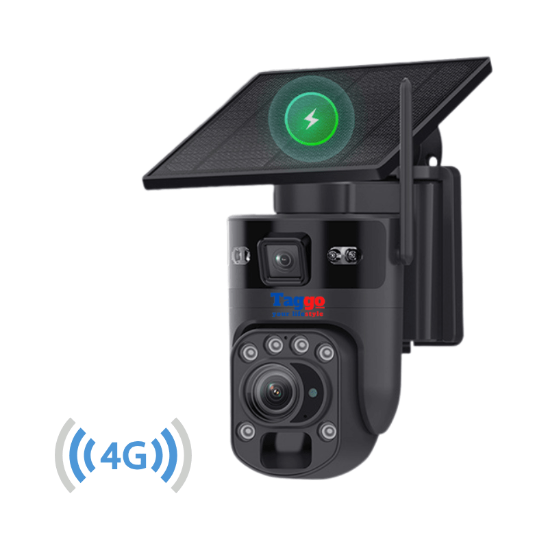 Camera Supraveghere 4G, Solara, 2 Lentile, 8MP 4K, Zoom 99X, Negru, Control din Aplicatie, Viziune Nocturna Color - Taggo.ro