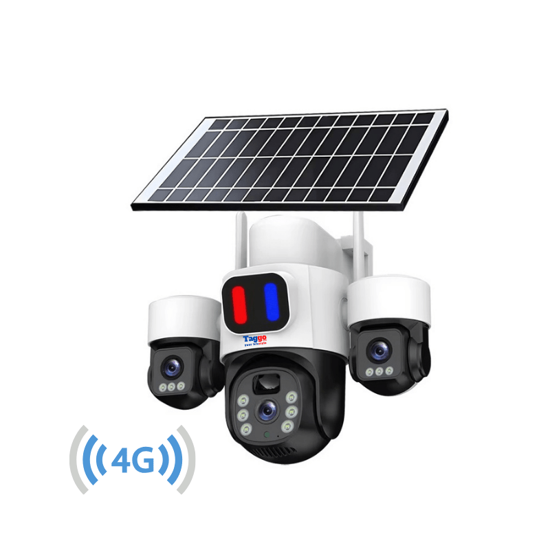 Camera Supraveghere 4G, Solara, 3 Lentile, 12MP, Alb, Control din Aplicatie, Viziune Nocturna Color - Taggo.ro
