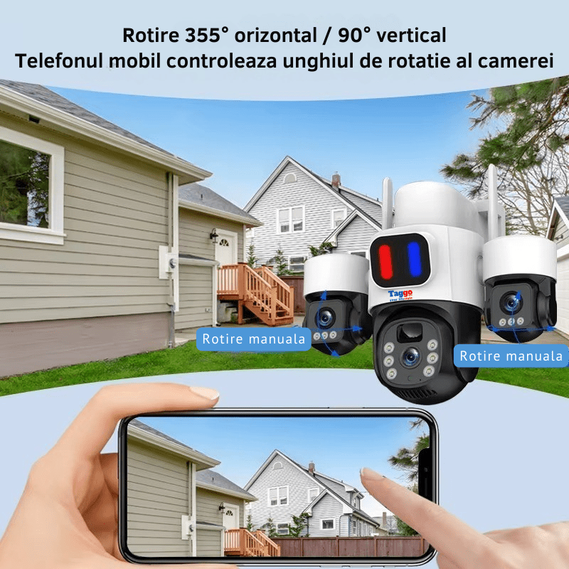 Camera Supraveghere 4G, Solara, 3 Lentile, 12MP, Alb, Control din Aplicatie, Viziune Nocturna Color - Taggo.ro