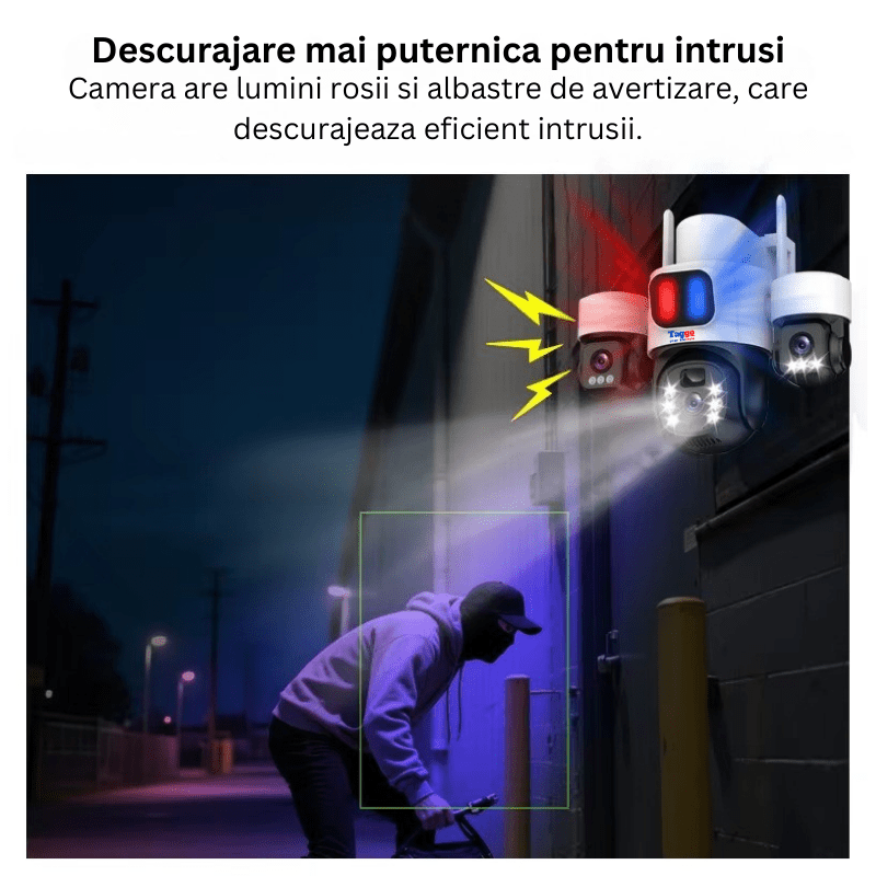Camera Supraveghere 4G, Solara, 3 Lentile, 12MP, Alb, Control din Aplicatie, Viziune Nocturna Color - Taggo.ro