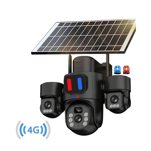 Camera Supraveghere 4G, Solara  3 Lentile, 12MP, Negru, Control din Aplicatie, Viziune Nocturna Color