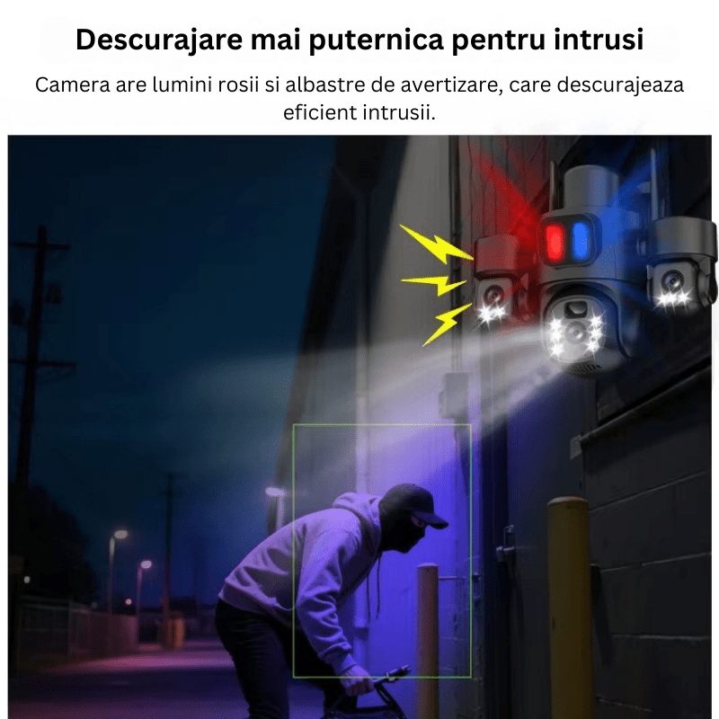 Camera Supraveghere 4G, Solara 3 Lentile, 12MP, Negru, Control din Aplicatie, Viziune Nocturna Color - Taggo.ro