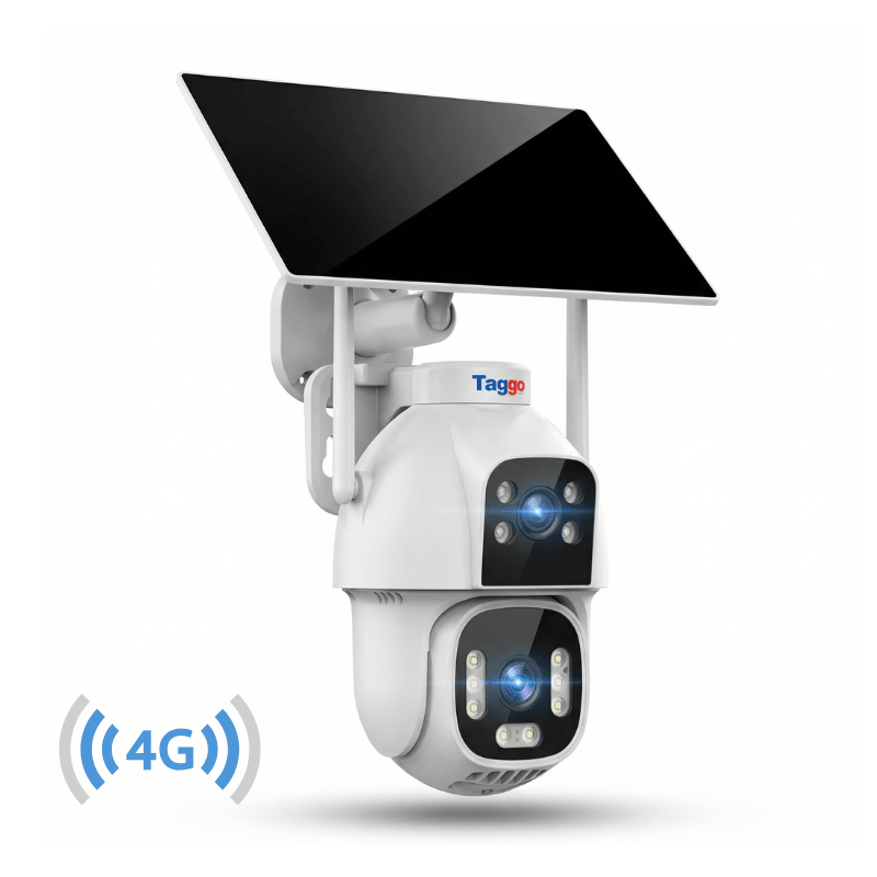 Camera Supraveghere cu Panou Solar pentru exterior, Conexiune 4G, Rezolutie 8MP, AOV, Full Color Noaptea, 2 lentile - Taggo.ro