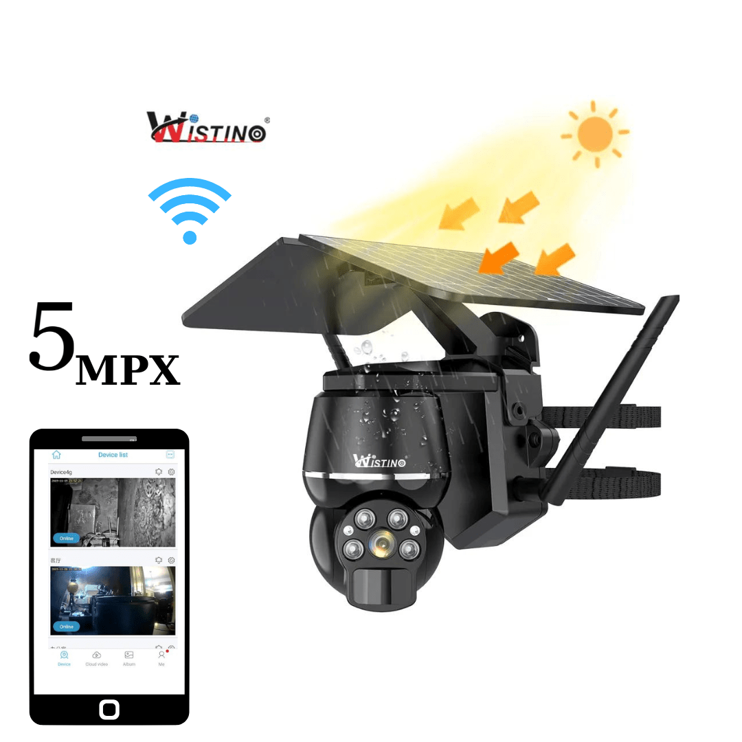 Camera Supraveghere cu Panou Solar WIFI, Rezolutie 5MP, Rezistenta la Apa, Control din Aplicatie - Taggo.ro