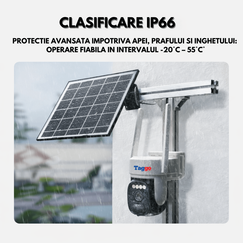 Camera Supraveghere Exterior 4G Ultra HD, Full Color, functie AOV, 4MP, 10XZOOM, Incarcare Solara, Rotire Din Aplicatie, Rezistenta La Apa IP 66 - Taggo.ro