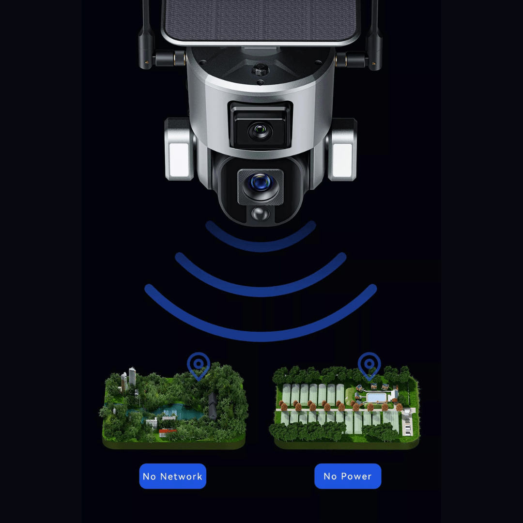 Camera Supraveghere Exterior Wireless 4K Ultra HD, Dual Camera 4MP+4MP, 10X Optical ZOOM, Incarcare Solara, Rotire Din Aplicatie, Rezistenta La Apa IP 66 - Taggo.ro