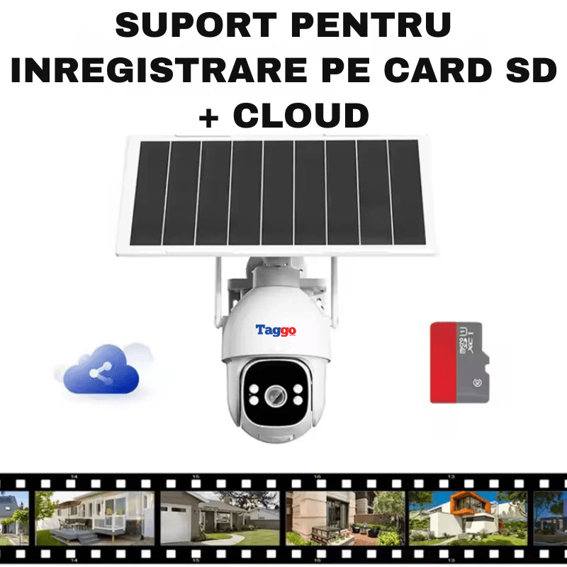 Camera Supraveghere Solara PTZ cu 4G/ eSIM, AOV, Viziune Full Color cu Night Vision si Detectie Miscare, 5MP - Taggo.ro