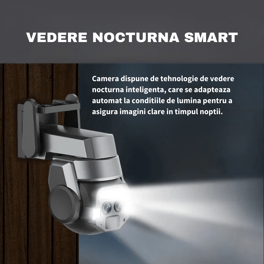 Camera Supraveghere WIFI, 4K, 3MP+3MP, Urmarire automata, 10X ZOOM Automat, Rezistenta La Apa IP 66 - Taggo.ro