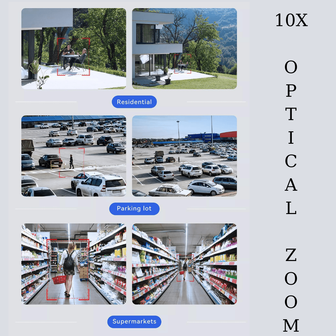 Camera Supraveghere WiFi 4K Ultra HD, Dual Camera 4MP+4MP, 10X Optical ZOOM, Incarcare Solara, Rotire Din Aplicatie, Rezistenta La Apa IP 66 - Taggo.ro