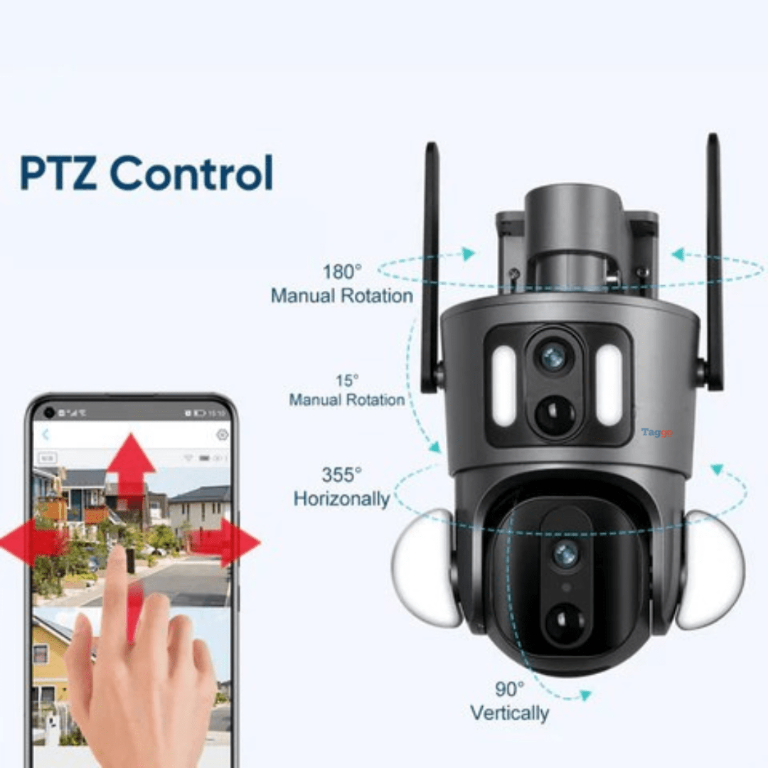 Camera Supraveghere WIFI 4K Ultra HD, Dual Camera 4MP+4MP, Incarcare Solara, Rotire Din Aplicatie, Rezistenta La Apa IP 66 - Taggo.ro