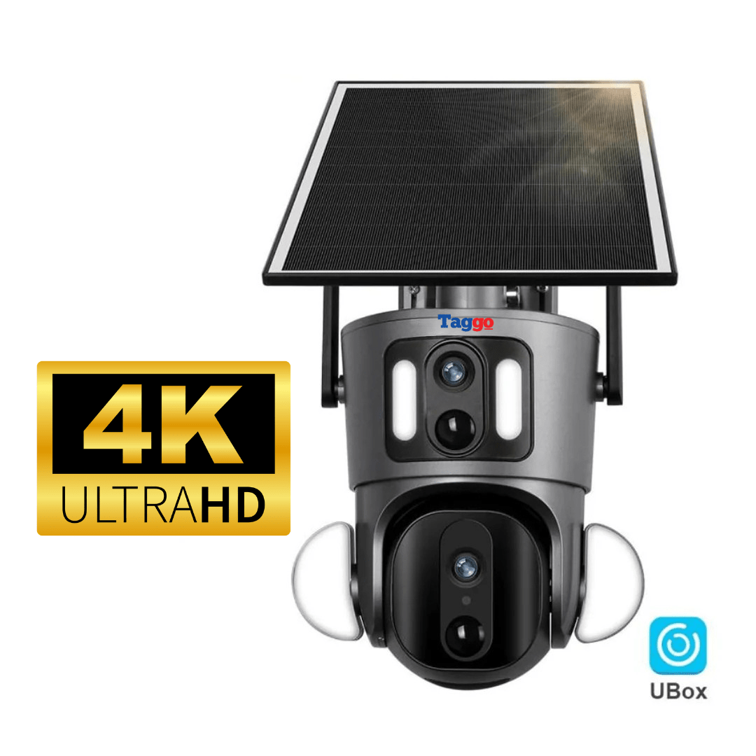 Camera Supraveghere WIFI 4K Ultra HD, Dual Camera 4MP+4MP, Incarcare Solara, Rotire Din Aplicatie, Rezistenta La Apa IP 66 - Taggo.ro