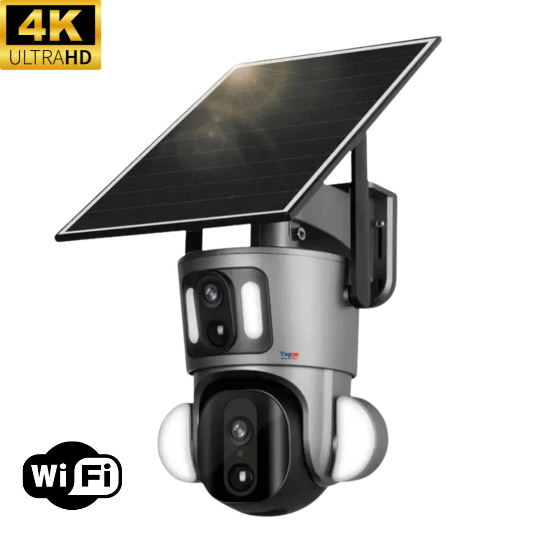 Camera Supraveghere WIFI 4K Ultra HD, Dual Camera 4MP+4MP, Incarcare Solara, Rotire Din Aplicatie, Rezistenta La Apa IP 66 - Taggo.ro