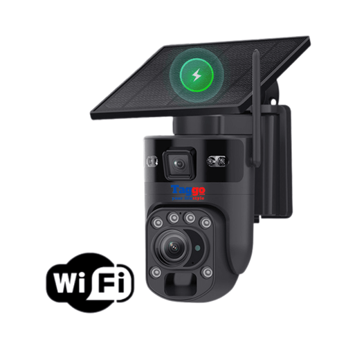 Camera Supraveghere WiFi, Solara, 2 Lentile, 8MP 4K, Zoom 99X, Negru, Control din Aplicatie, Viziune Nocturna Color