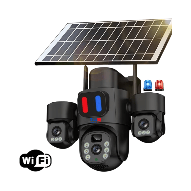 Camera Supraveghere WiFi Solara 3 Lentile, 12MP, Negru, Control din Aplicatie, Viziune Nocturna Color - Taggo.ro