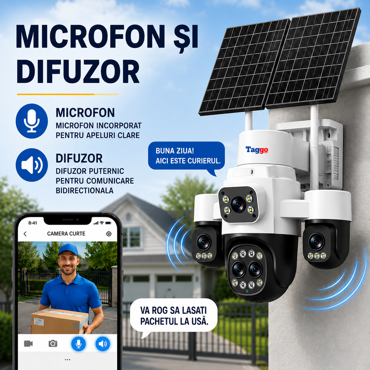 Camera supraveghere HiEasy 4K 4G cu eSIM, 20MP, 5 lentile, Zoom 18X, functie AOV, dublu panou solar, detectie umana AI, comunicare bidirectionala
