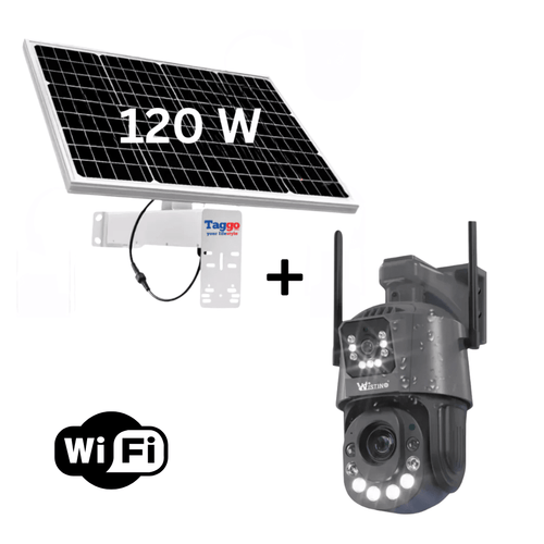 Camera Supraveghere cu Panou Solar si Conexiune WIFI, Rezolutie 6K ULTRA HD, Zoom Optic 100X, 2 Lentile