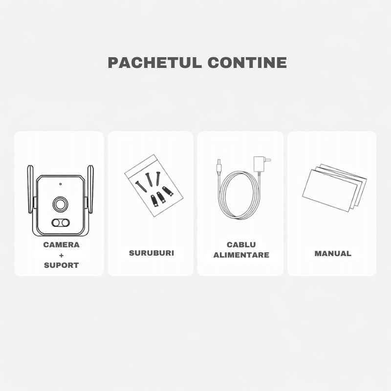 Camera de supraveghere WIFI 3MP Taggo.ro cu vedere pe timp de noapte, comunicare bidirecțională și protecție IP66 în exterior.