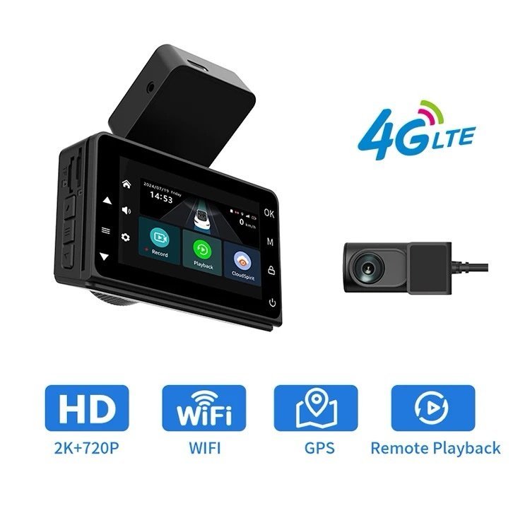 Camera auto 4G Taggo P86 cu cameră spate 720P, WiFi HotSpot și monitorizare la distanță, compatibilă cu cartela SIM.